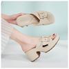 New 2025 Spring and Summer Platform Sandals Women's Casual Comfortable Large-size Metal Buckle Slippers . SKT