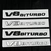 3d ABS Chrome Black Letters V8 BITURBO Logo Emblem Car Fender Side Stickers Badge For C63 E63 S63 GLC63 GLE63 G63 Accessories