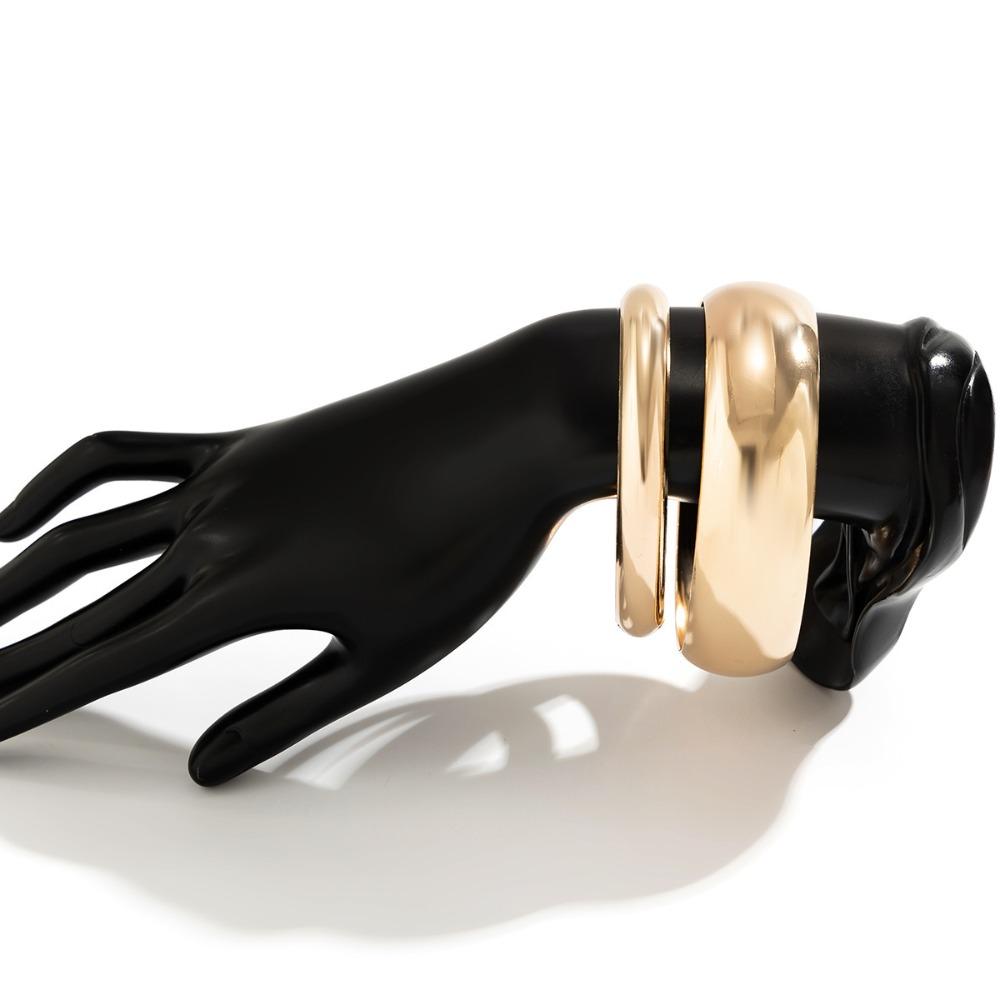 

3 шт./набор Панк Геометрические Большие Браслеты Металл Свадебные Украшения Панк Кольца Браслет Женщина Девушка gold-2Pcs/set