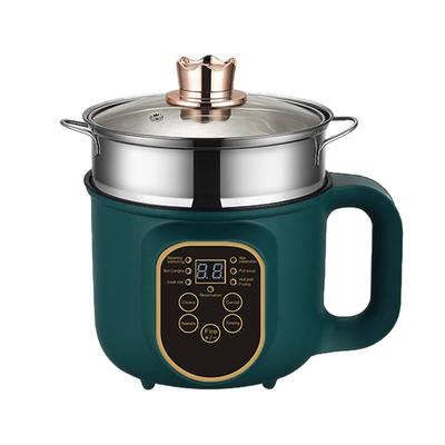 Elektrischer Hot Pot mit Dampfgarer Tragbar Antihaft-Pfanne 1,8L Antihaft-Kochtopf für Pasta/Suppe/Steak/Ei/Haferflocken
