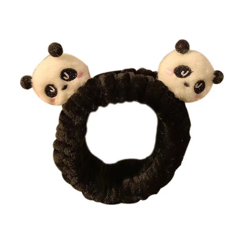 Cute Panda Hair Bands Women Face Wash Special Non-slip Headband Cartoon Plush Wide Edge Headband Girls Hair Accessories