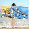 Cartoon Cute S-Smurfs Bath Towel Microfiber Soft Water Absorbing Breathable For Girl Kids Decorative Cartoon Beach Towel
