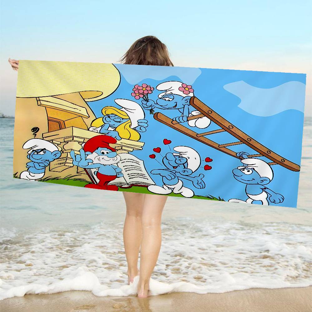 

Cartoon Cute S-Smurfs Bath Towel Microfiber Soft Water Absorbing Breathable For Girl Kids Decorative Cartoon Beach Towel W30*H60(CM)