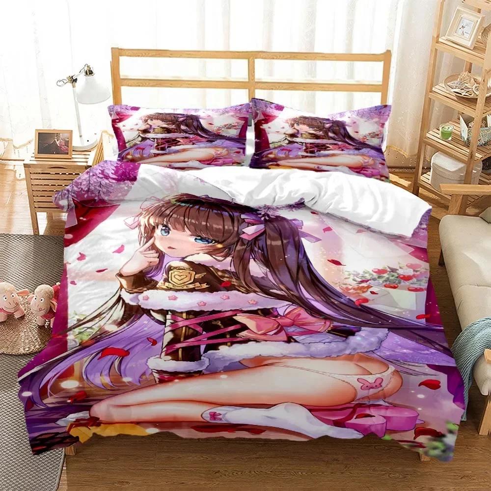 Sexy Anime Beauty Digital Print Comfortable Duvet Quilt Cover Pillowcase Bedding Set Children Bedroom Decoration Home Textile