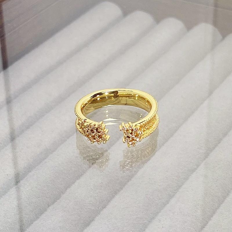 Medieval Vintage Brushed Zircon Chinese Knot Belt Open Ring Light Luxury Retro Ring