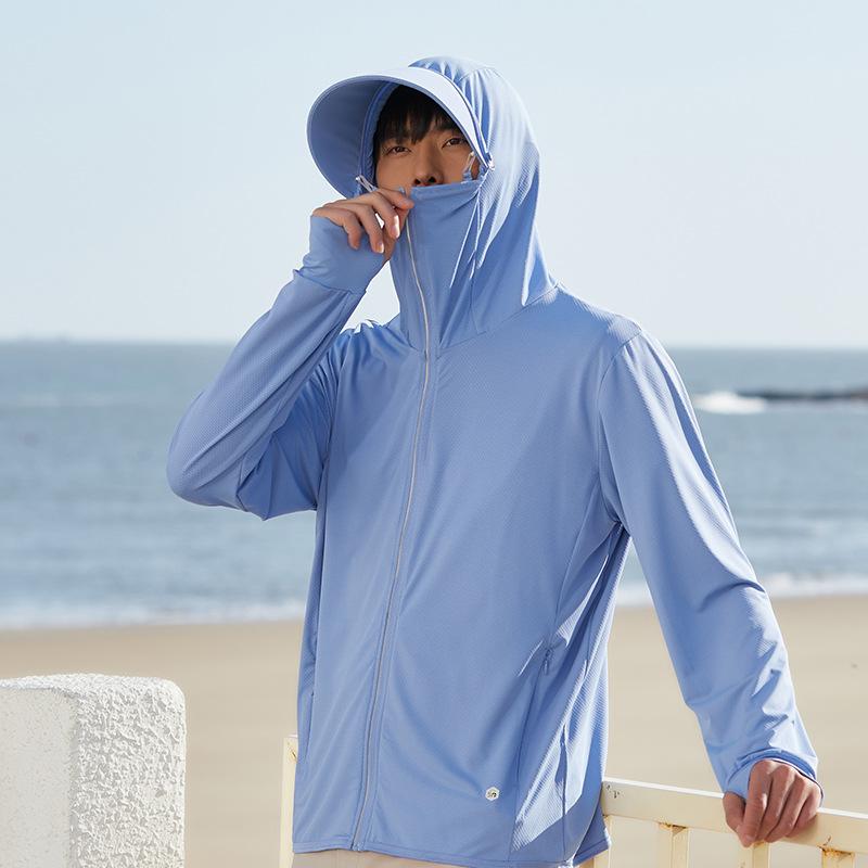 Ropa protectora solar verano anti-ultravioleta ropa para la piel hombres con ala desmontable pesca protección solar UPF50+