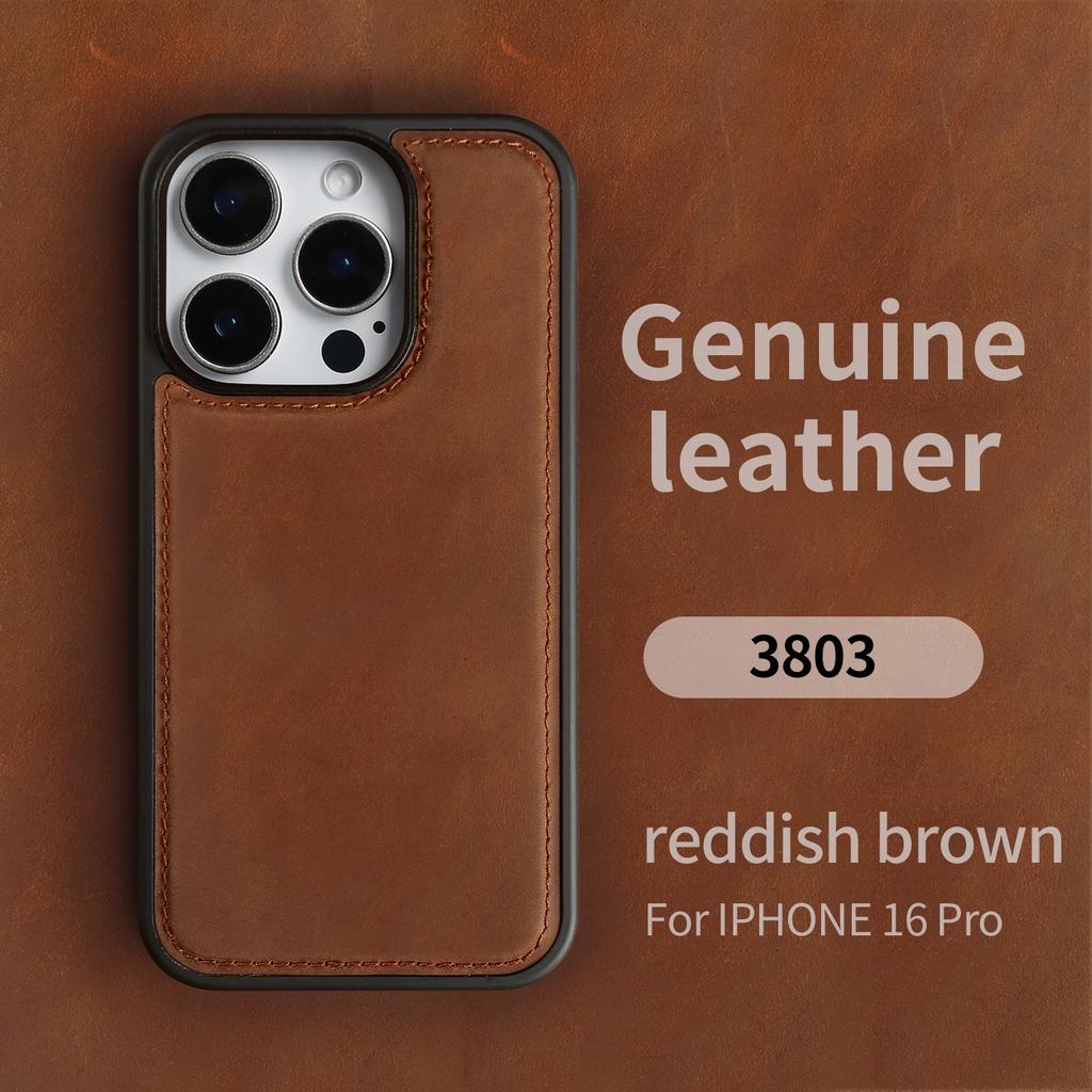 Retro Crazy Horse Pattern Genuine Leather Case For iPhone 16 Pro Max 15 14 13 12 11 Luxury Cowhide Back Cover Protective Shell
