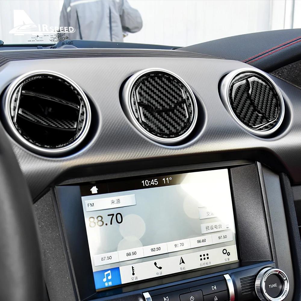 Carbon Fiber Auto Zentrale Klimaanlage Outlet Vent für Ford Mustang 2015-2022 Zubehör AC Rahmen Aufkleber
