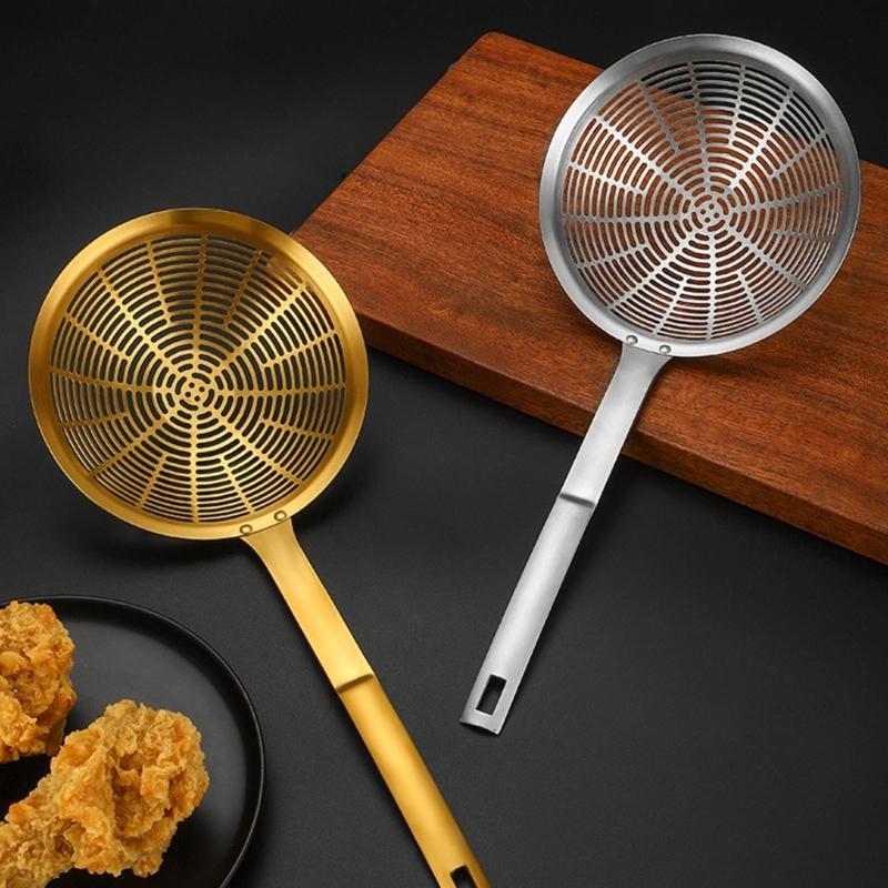 Stainless Steel Skimmer Spoon with Heat Resistant Handle Strainer Ladle Large Colander for Straining and Blanching