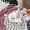 White Ceramic Rabbit Tray Creative Candy Tray Wedding Birthday Cake Tray Stand Dessert Table Tea Dessert Stand Display Plate