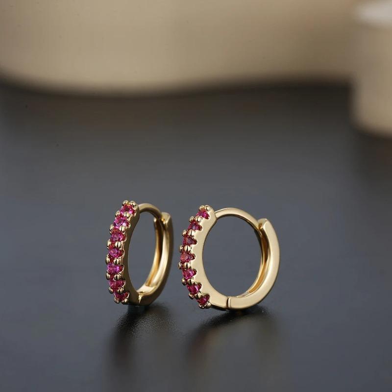 Trendy round colorful zircon earrings - women's jewelry