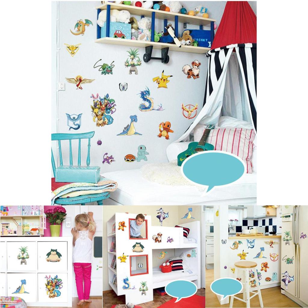 Autocolant de perete Pokémon cu material PVC pentru decorarea dormitorului copiilor și a sălii de clasă