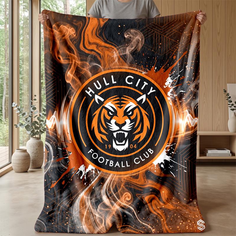 Hull City Football Print Flannel Blanket, Soft Warm Lightweight Throw Blanket for Sofa Bed Camping