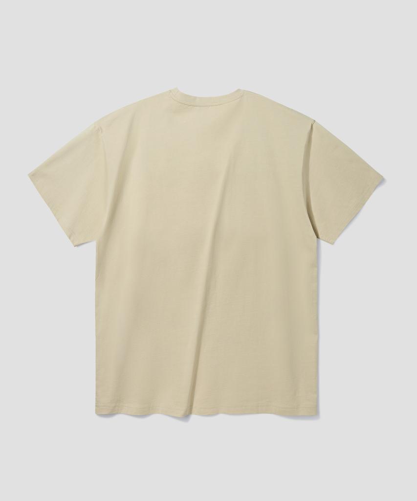AGOD Original Camping Lettering Short Sleeve T-Shirt [Light Beige]