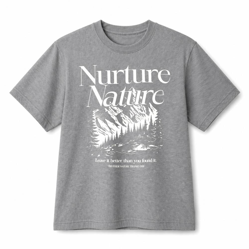 Nurture Nature Mountain Forest Nature‑Lover Retro Graphic Cotton T‑Shirt Unisex M