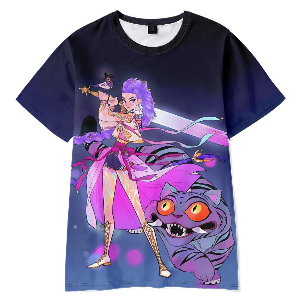 3D Neuer Film K-POP Dämonen jagende Girlgroup Bedrucktes Kurzarm-T-Shirt Bedrucktes Erwachsenen-Kinder-Sommer