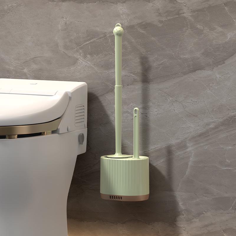 Luxury Wall-Mounted Quick-Dry Toilet Brush Set with Base for Cleaning Bathroom Corners