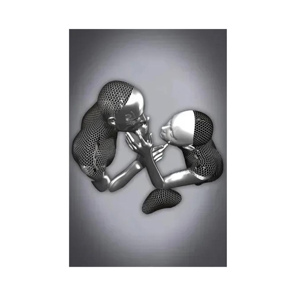 Metal Figure Statue Art Poster High Definition Printing Canvas Painting Prints Couple Sculpture Living Room Home Decor Picture