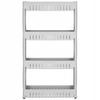 SPRINGOS 4-Tier Rolling Shelf - Kitchen and Bathroom Storage Furniture - Grey