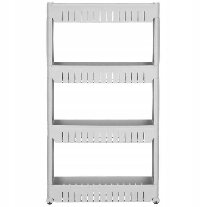 SPRINGOS 4-Tier Rolling Shelf - Kitchen and Bathroom Storage Furniture - Grey