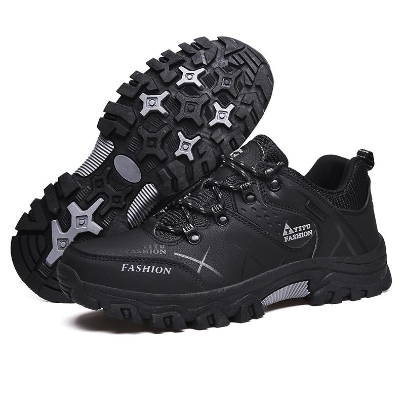 New Leather Sneakers Breathable Men Casual Shoes Comfortable Walking Shoes Non-Slip Outdoors Hiking Shoes Fashion Men's Shoes