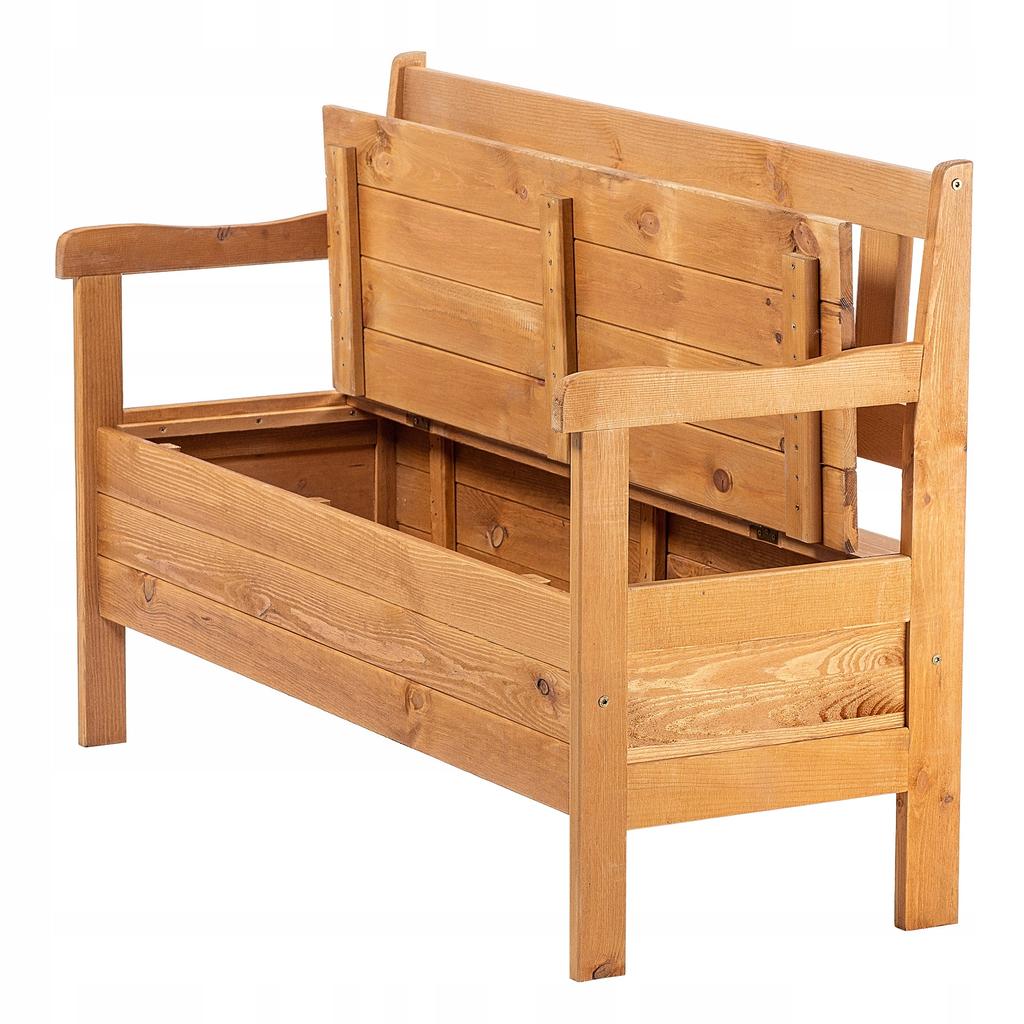 KADAX Wooden Garden Bench With Backrest 120cm With Box Terrace Balcony Garden