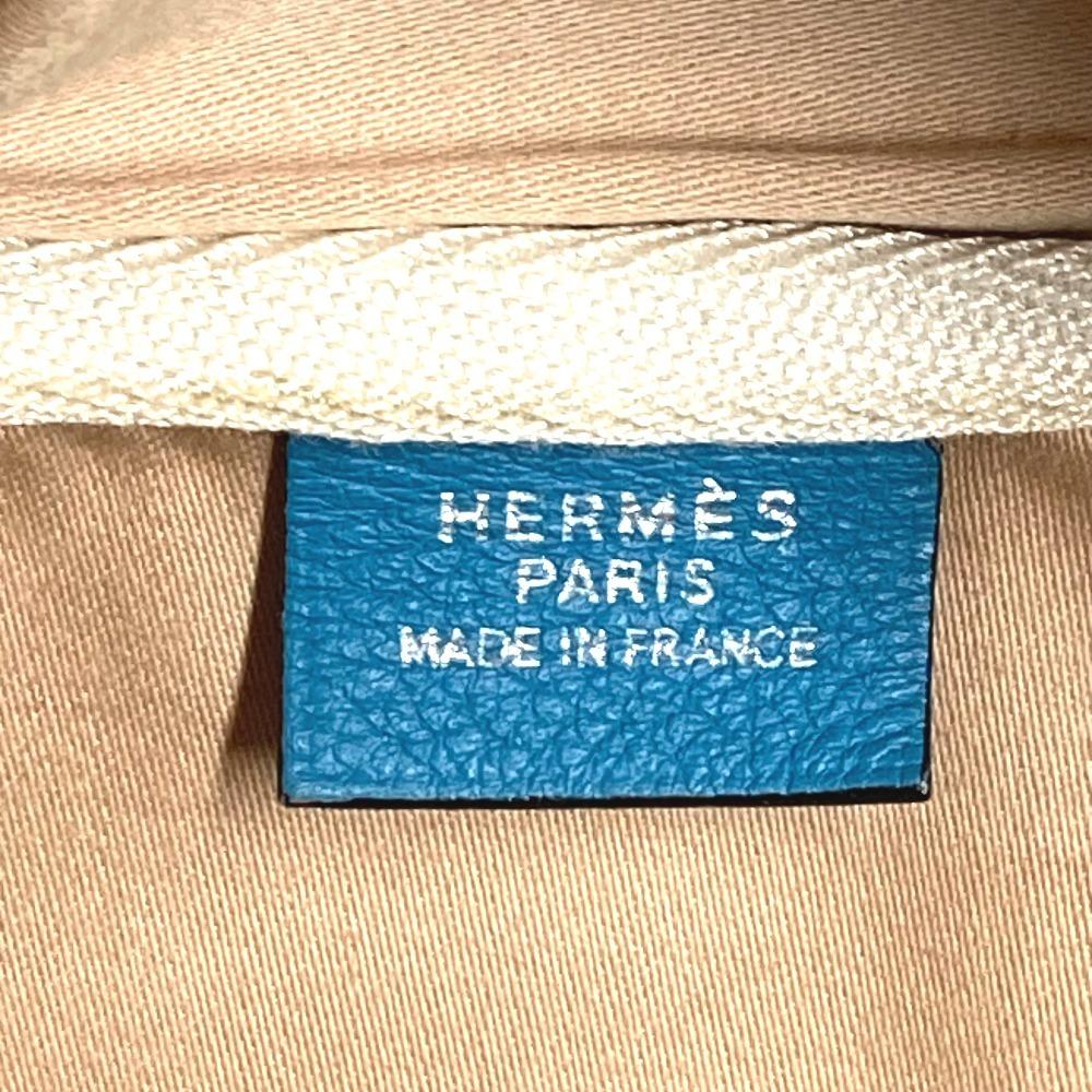 HERMES Victoria 43 Boston Bag Hand Bag Toile H / Leather Blue gene blue/Beige