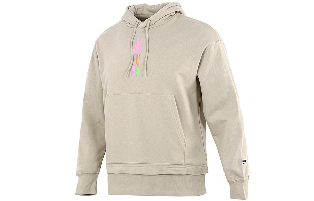 PUMA Downtown Sweatshirts Men's Khaki Hooded Moderate Regular 533038-42