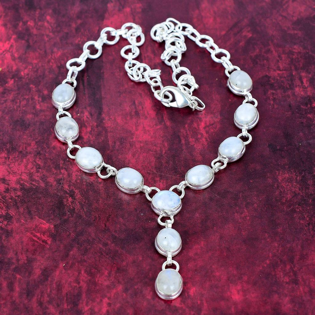 Moonstone Necklace Gemstone Jewelry, 925 Solid Sterling Silver Necklace, Handmade Jewelry Birthstone Necklace, Gift For Him