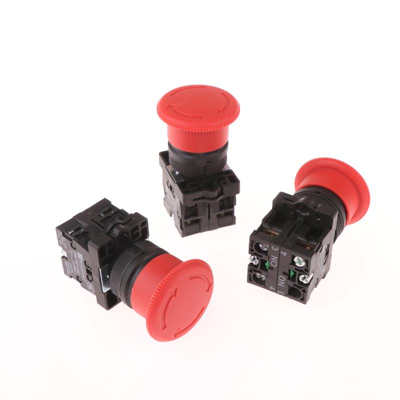 1 יחידה Xb2-Es543 Es544 Es545 נעילה עצמית 220V 22 מ"מ מתג כפתור לחיצה פטריה אדומה לעצירת חירום