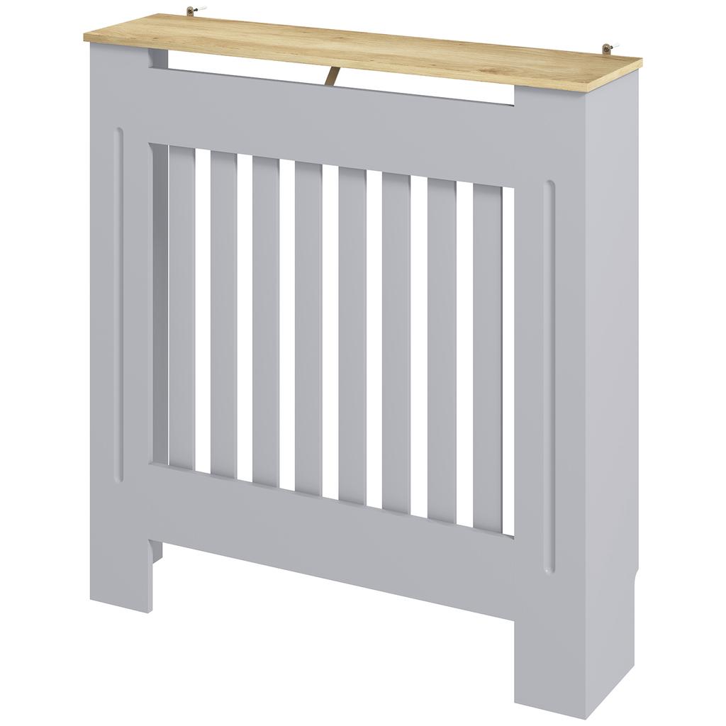 Heater Cover, Radiator Cover Slatted Painted MDF Lined Grill Grey, 78L x 19W x 81H cm