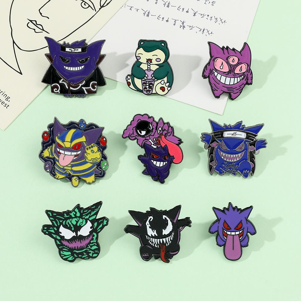 Funny Pokemon Metal Badge With Cartoon Character Design And Droplet Oil Craft
