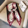 Long oblique corner scarf silk scarf high-end fashion versatile scarf streamer strap bag simulation silk Korean version scarf