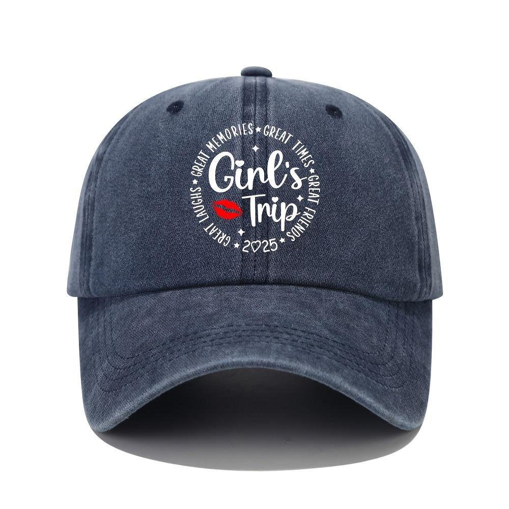 S Trip Röd Läppavtryck Justerbar Snapback Basebollkeps för Kvinnor Lätt Tvättad Bomull Böjd Skärm Dad Hat