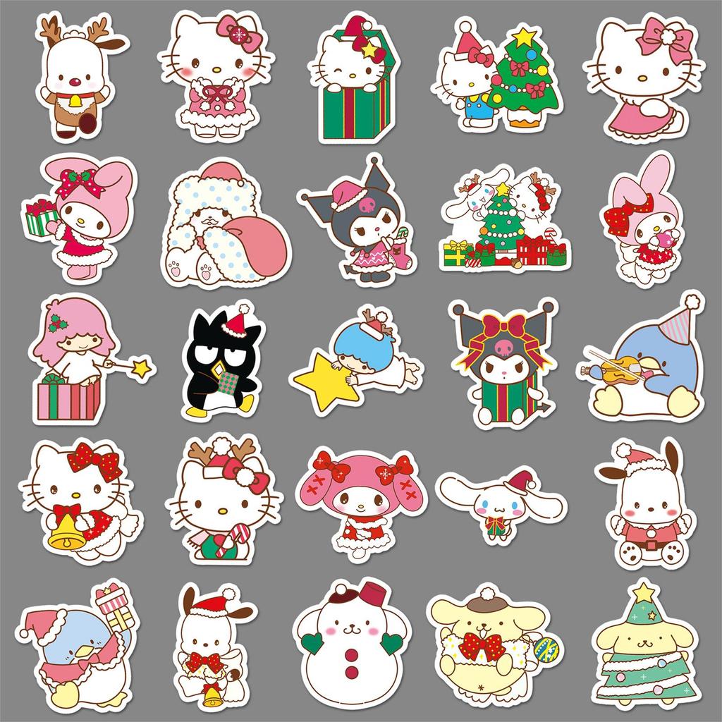 50 Christmas Sanrio Cartoon Stickers: Cute Guka Decorations for Phone Cases & Journals