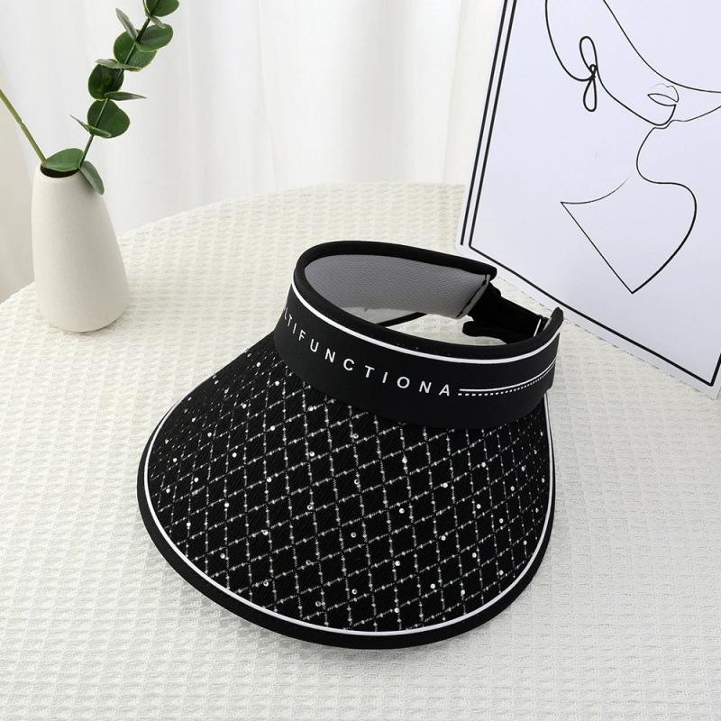 Ice silk sun protection hat summer visor hat foldable empty top hat versatile women's big eaves outdoor summer cool hat sun protection hat