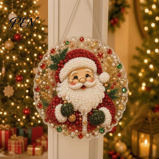 DIY Craft Art Set Christmas Rhinestone Painting Kit, Wreath for Adults, Double Crafting Supplies Teens Sided Window Ornament, Acrylic Hanging