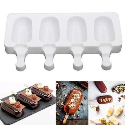 Silikon Eisform DIY Hausgemachte Eis am Stiel Formen Gefrierschrank Saft 4 Zellen Große Größe Eiswürfelbehälter Eis am Stiel Fass Maker Form
