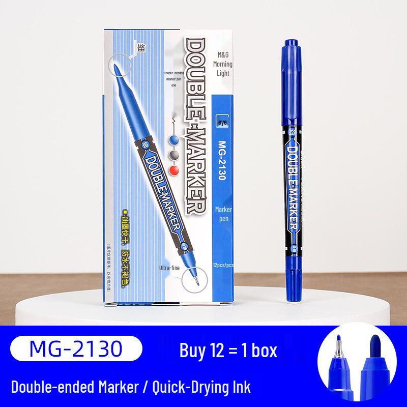 Chen MG Double-Ended Oil-Based Marker - Office & Construction Use, Thick & Thin Tips, Express Delivery