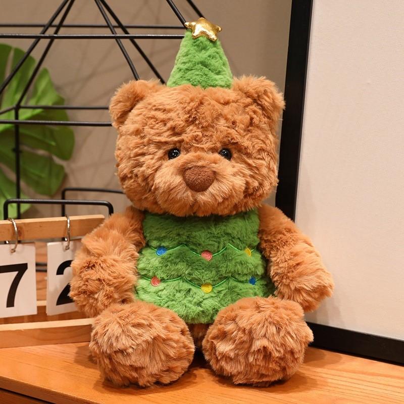 Christmas Teddy Bear Plush Toy With Dress For Holiday Decor Gift For Kids And Adults