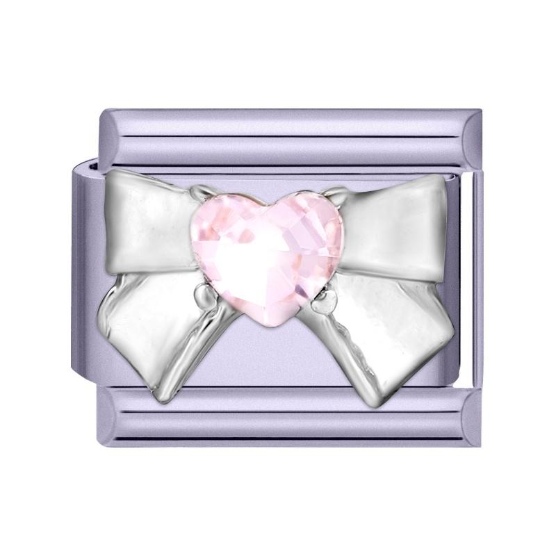 Y2K Zircon Bow Butterfly Heart Moon Pink Purple Blue Italian Charm Links Fit 9MM Stainless Steel Bracelet Women DIY Making Gifts