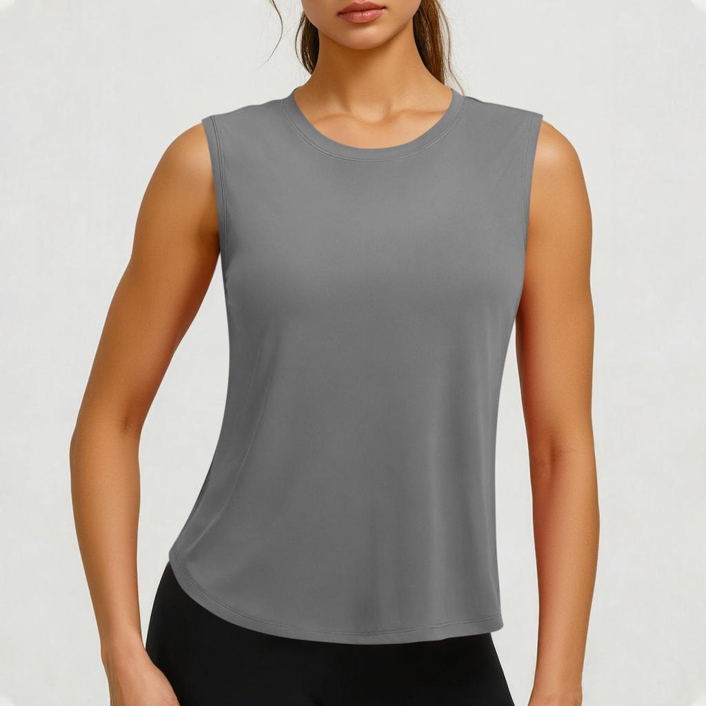 Ärmelloses Damen-Tanktop mit Rundhalsausschnitt, lockere Passform, leichter Pullover-Bluse für den Alltag und aktive Kleidung