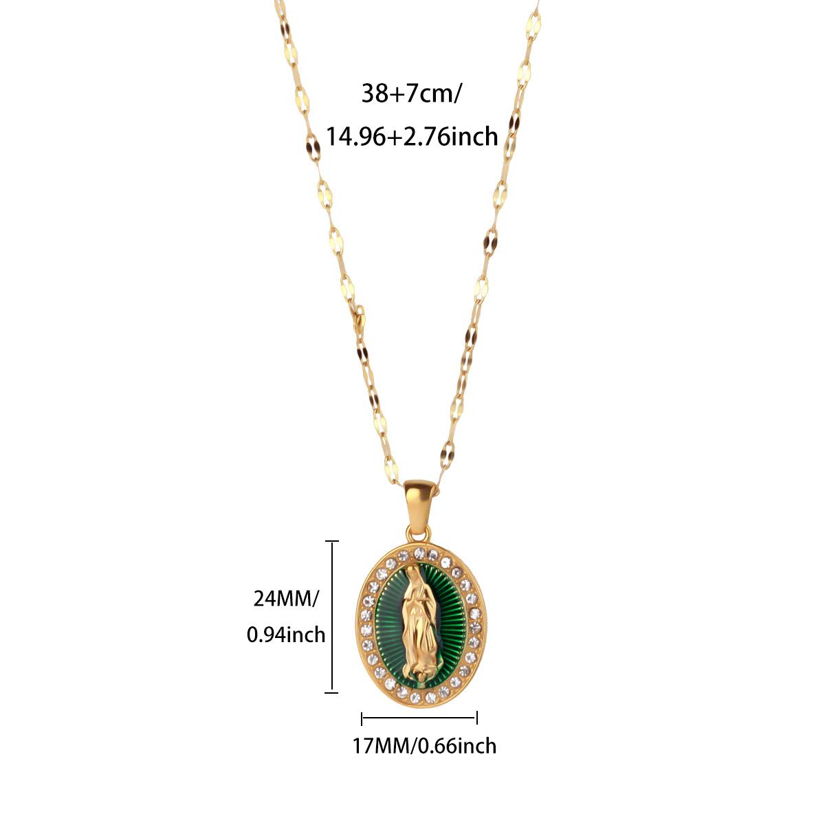 

Virgin Mary Stainless Steel Necklaces for Women 18K Gold-plated Waterproof Choker Vintage Wedding Jewelry Religious Accessories