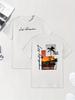 Vintage Los Angeles Sunset Palm Tree Collage Tee with Front and Back Script Print 100 Cotton Unisexs Tshirt for Summer Adventures