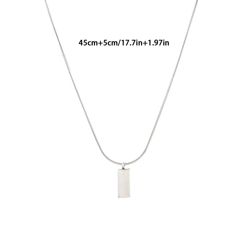 Creative Men Necklace Cool Geometric Necklace Titanium Clavicle Chain Boyfriend Gift Silver Color Bricks Punk Couple Necklace