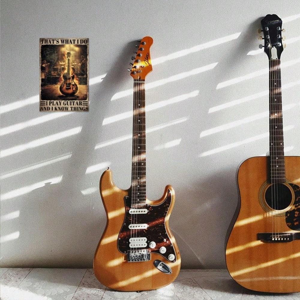 Vintage Guitar Tin Sign Wall Decor Retro Music Room Gift