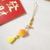 Four-Leaf Clover White Shell Fan Charm: Ancient-Style Phone Chain, Bag Pendant & Lanyard for Shoes, Clothing, and Phone Cases