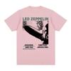 Led Zeppelin Airship & Band Members Retro T-Shirt, Unisex Classic Rock Streetwear Tee, 100% Cotton Casual Short Sleeve Top