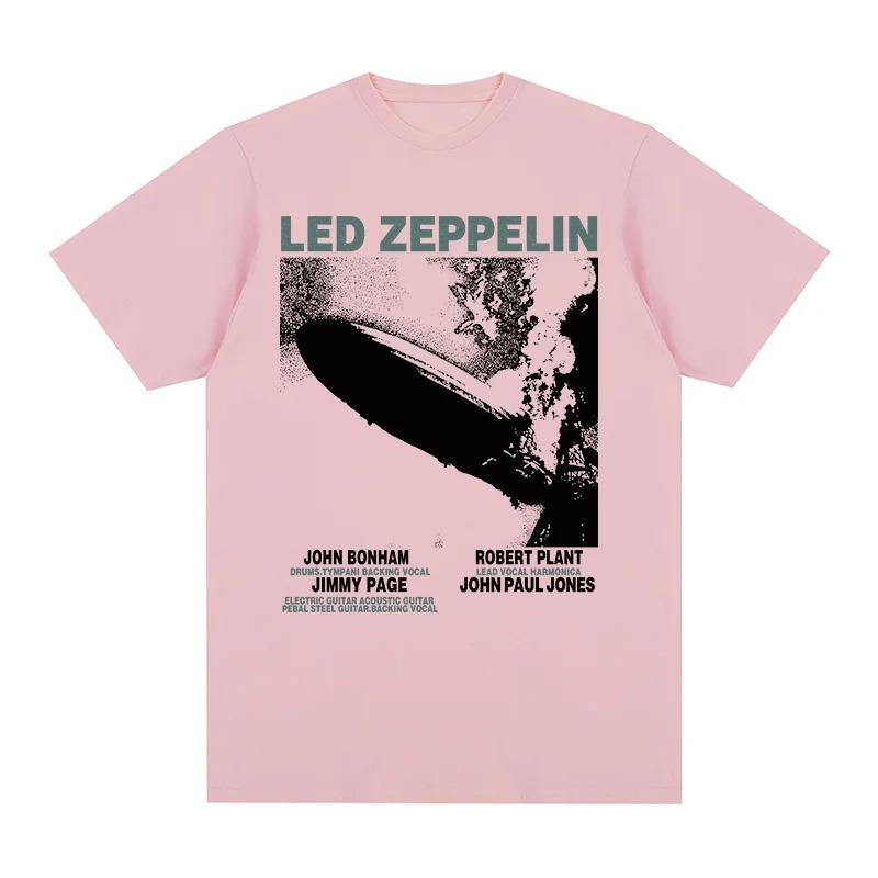 

Led Zeppelin Airship & Band Members Retro T-Shirt, Unisex Classic Rock Streetwear Tee, 100% Cotton Casual Short Sleeve Top 4XL чорний