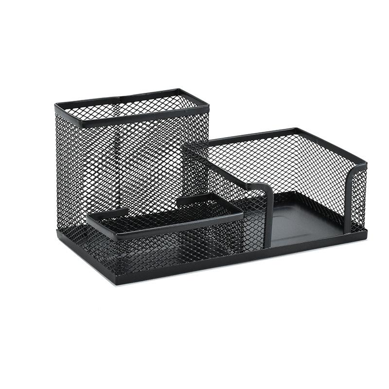 Iron Mesh Multifunctional Pen Holder - Creative Desktop Stationery Organizer for Office & Student Use